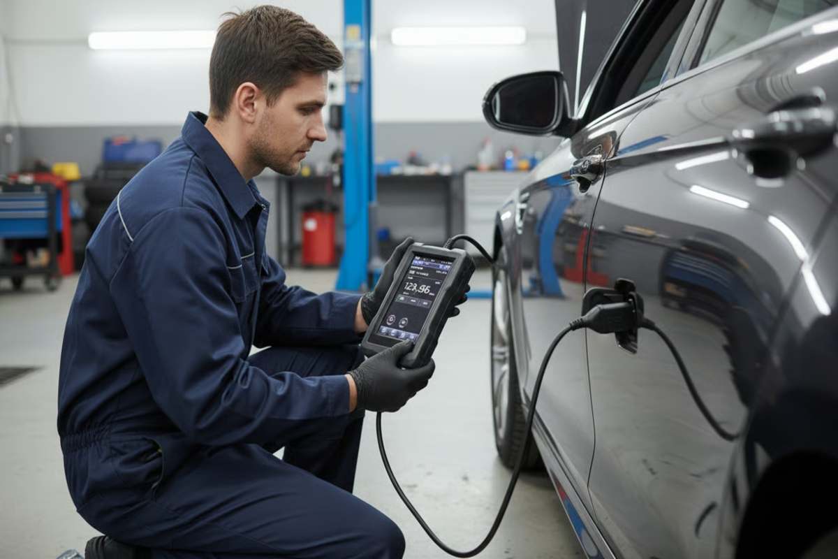 2. Verificarea tehnica a kilometrilor reali_instrumente si pasi practici_Specialist auto folosind un tester OBD pentru verificarea km reali al vehiculului